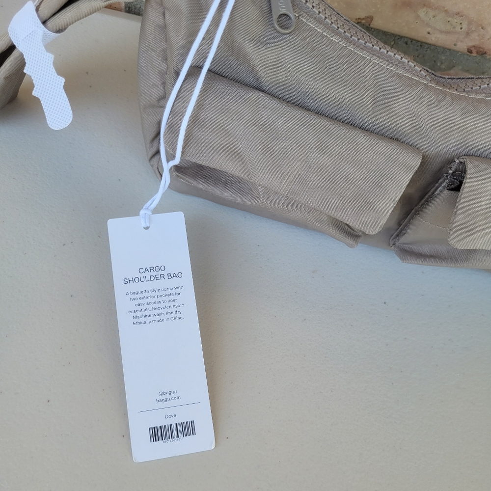 NWT BAGGU Small Cargo Shoulder Bag Dove Taupe Tan - Picture 5 of 6